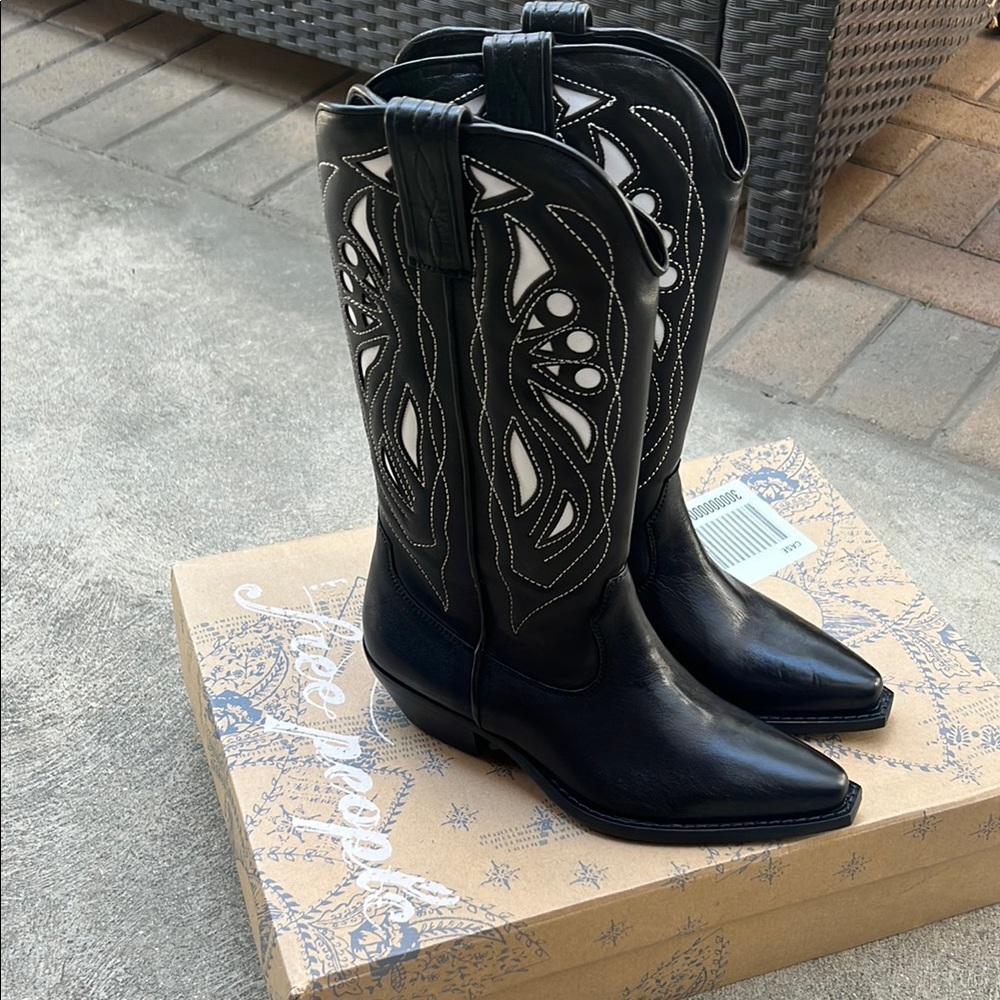 Free People Rancho Mirage Black Western Boots